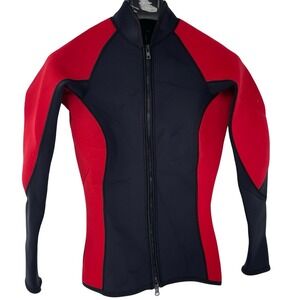 Unbranded Men Wetsuit Jacket Long Sleeve Full Zip Red Black Neoprene Small